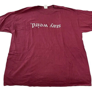 Stay Weird Women Maroon Short Sleeve Shirt Cotton SZ 2XL Mental Health Nerd Geek